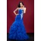 Trumpet/Mermaid Sweetheart Beaded Long Blue Organza Prom Evening Party Dresses 02020982