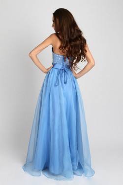 A-Line Strapless Beaded Long Prom Evening Party Dresses 02020983