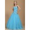 A-Line Sweetheart Beaded Long Blue Tulle Prom Evening Party Dresses 02020984