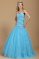 A-Line Sweetheart Beaded Long Blue Tulle Prom Evening Party Dresses 02020984