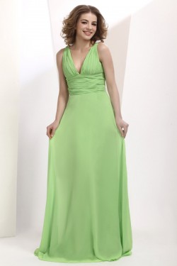 A-Line V-Neck Long Chiffon Prom Evening Party Dresses 02020987