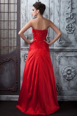A-Line Beaded Lace Long Red Prom Evening Party Dresses 02020988