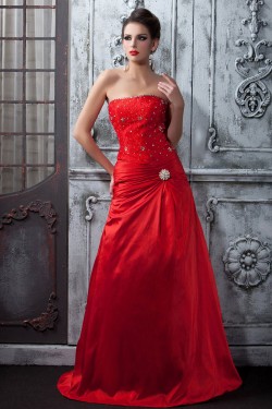 A-Line Beaded Lace Long Red Prom Evening Party Dresses 02020988