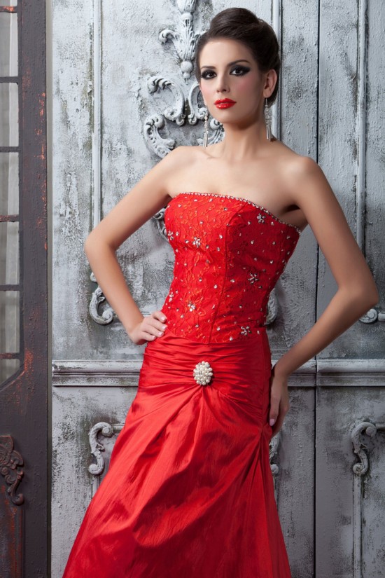 A-Line Beaded Lace Long Red Prom Evening Party Dresses 02020988 A-Line Beaded Lace Long Red Prom Evening Party Dresses 02020988