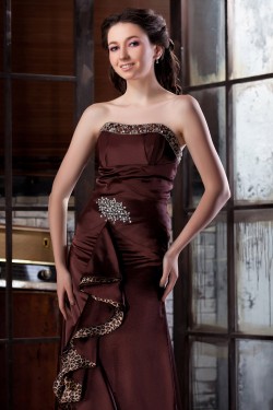 A-Line Strapless Long Chiffon Prom Evening Party Dresses 02020994