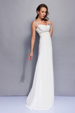 A-Line Beaded Straps Long Chiffon Prom Evening Party Dresses 02020999