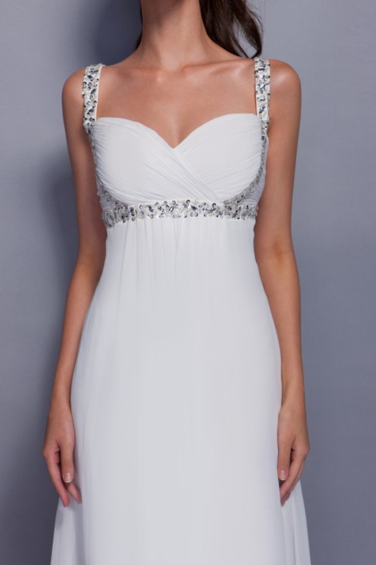 A-Line Beaded Straps Long Chiffon Prom Evening Party Dresses 02020999