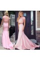 Two Pieces Pink Keyhole Back Prom Evening Formal Dresses 3020002