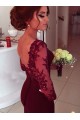 Trumpet/Mermaid Off-the-Shoulder Long Sleeves Red Lace Prom Evening Formal Dresses 3020003