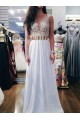 Long White Beaded Prom Evening Formal Dresses 3020005