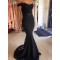 Trumpet/Mermaid Off-the-Shoulder Long Black Lace Prom Evening Formal Dresses 3020008
