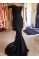Trumpet/Mermaid Off-the-Shoulder Long Black Lace Prom Evening Formal Dresses 3020008