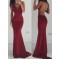 Trumpet/Mermaid Spaghetti Straps Long Red Backless Prom Evening Formal Dresses 3020012