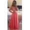 A-Line Off-the-Shoulder Long Sleeves Lace Chiffon Prom Evening Formal Dresses 3020015