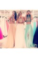 Two Pieces Beaded High Neck Long Prom Evening Formal Dresses 3020018