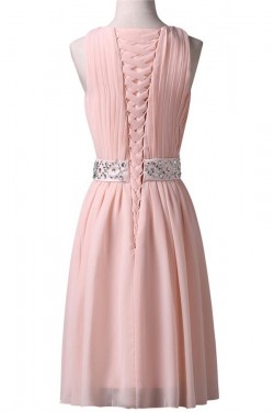 Short Pink Beaded Bridesmaid Prom Evening Formal Dresses 3020021