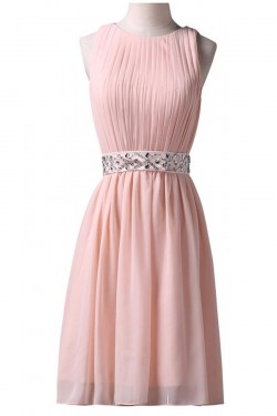 Short Pink Beaded Bridesmaid Prom Evening Formal Dresses 3020021
