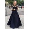Two Pieces Long Sleeves Black Lace Prom Evening Formal Dresses 3020024