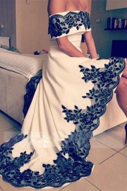 High Low Off-the-Shoulder Lace Prom Evening Formal Dresses 3020029