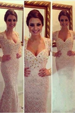 Trumpet/Mermaid Beaded Long Sleeves Prom Evening Formal Dresses 3020030