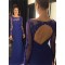 Mermaid Long Sleeves Blue Keyhole Back Lace Prom Evening Formal Dresses 3020037