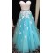 A-Line Sweetheart Lace Tulle White Blue Long Prom Evening Formal Dresses 3020040