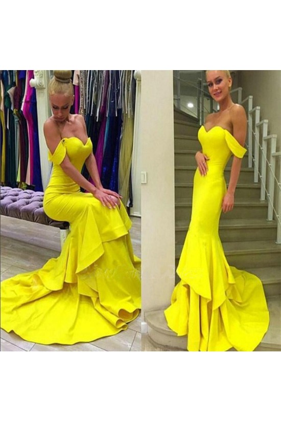 Mermaid Long Yellow Prom Evening Formal Dresses 3020044