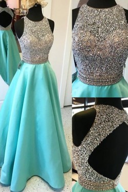 A-Line Sequins Keyhole Back Long Prom Evening Formal Dresses 3020051