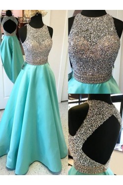 A-Line Sequins Keyhole Back Long Prom Evening Formal Dresses 3020051