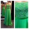 A-Line Strapless Beaded Lace Chiffon Long Green Prom Evening Formal Dresses 3020055