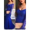 Trumpet/Mermaid Off-the-Shoulder Lace Long Blue Prom Evening Formal Dresses 3020058