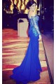 Trumpet/Mermaid Lace Long Blue Prom Evening Formal Dresses 3020059