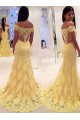 Off-the-Shoulder Lace Long Yellow Prom Evening Formal Dresses 3020061