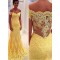 Off-the-Shoulder Lace Long Yellow Prom Evening Formal Dresses 3020061