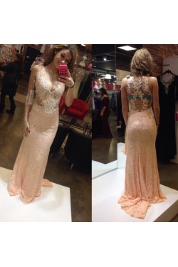 Sexy Sheath Lace See Through Prom Evening Formal Dresses 3020066