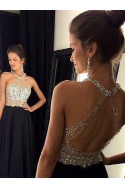 Beaded Long Black Prom Evening Formal Dresses 3020074