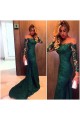 Trumpet/Mermaid Long Sleeves Green Lace Prom Evening Formal Dresses  3020077