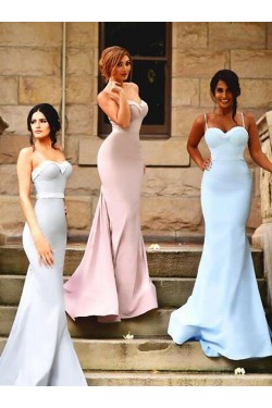 Trumpet/Mermaid Spaghetti Straps Long Prom Evening Formal Bridesmaid Dresses 3020082