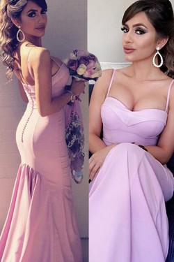 Trumpet/Mermaid Spaghetti Straps Long Prom Evening Formal Bridesmaid Dresses 3020083
