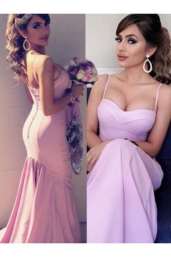 Trumpet/Mermaid Spaghetti Straps Long Prom Evening Formal Bridesmaid Dresses 3020083