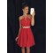 A-Line Short Beaded Chiffon Red Prom Evening Cocktail Homecoming Dresses 3020086