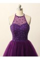 A-Line Short Sequins Purple Prom Evening Bridesmaid Cocktail Homecoming Dresses 3020088