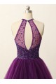 A-Line Short Sequins Purple Prom Evening Bridesmaid Cocktail Homecoming Dresses 3020088