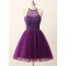 A-Line Short Sequins Purple Prom Evening Bridesmaid Cocktail Homecoming Dresses 3020088
