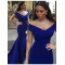Trumpet/Mermaid Off-the-Shoulder Long Royal Blue Prom Evening Formal Dresses 3020095