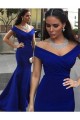 Trumpet/Mermaid Off-the-Shoulder Long Royal Blue Prom Evening Formal Dresses 3020095