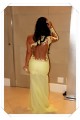 One Sleeve Long Yellow Lace Appliques See Through Prom Evening Formal Dresses 3020100