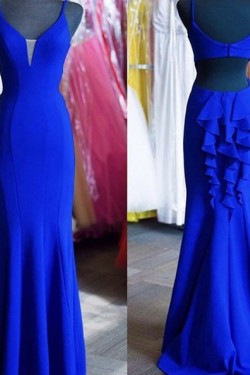 Mermaid Long Blue Prom Formal Evening Party Dresses 3021007