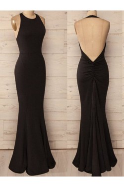 Long Black Halter Mermaid Prom Formal Evening Party Dresses 3021008