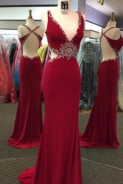 Beaded Mermaid Long Prom Formal Evening Party Dresses 3021016